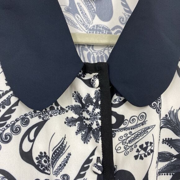 Modcloth Black Floral Chiffon Button up Top Size 1X  Long Sleeves - Picture 3 of 10